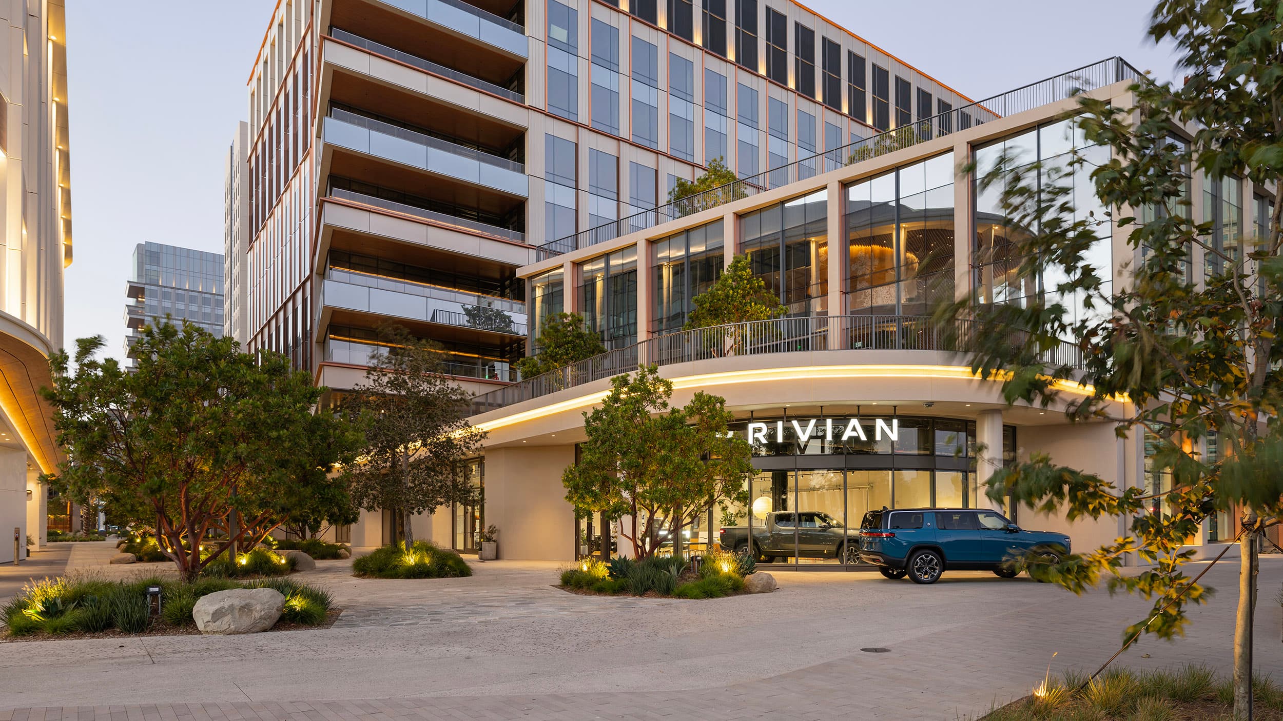 Rivian's showroom at the Vida building at RaDD